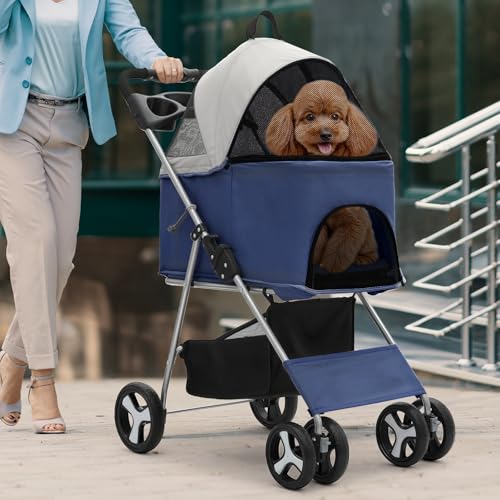 Image of Magshion 3-in-1 Foldable Pet Stroller for Small to Medium Dogs and Cats