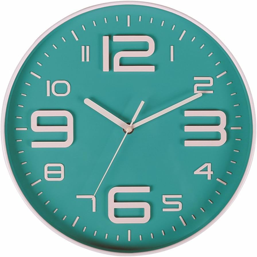 PENTOM Wall Clock, Clock for Home, 12" Silent Quartz Decorative Latest Wall Clock, Non-Ticking Clock Battery Operated Round Easy to Read for Living Room, Kitchen, Office, School (Sea Blue)