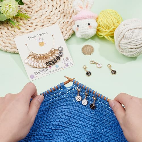 PLIGREAT 20 Pcs Cute Round Numbers Sign Stitch Markers Crochet Stitch Marker Knitting Locking Stitch Marker for DIY Christmas Gifts Weaving Sewing Quilting DIY Art Crafts Accessories Dreadlocks Decor - Image 4