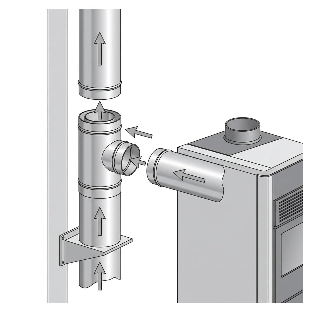 MAKA Raccordo T 90 Ridotto MP 80 Canna Fumaria Doppia Parete Inox Ø 250 mm