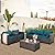 Valita Patio Rattan Furniture Set 4-Piece Outdoor PE Wicker Conversation Couch, Brown Sectional Sofa Couch with Storage Coffee Table Non-Slip and Washable Peacock Blue Cushions