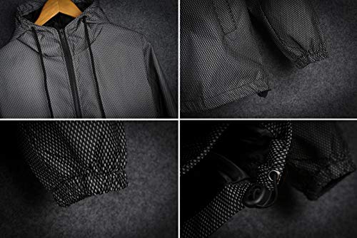 LZLRUN Reflective Jacket Casual Hiphop Windbreaker Night Sporting Coat Hooded Fluorescent Clothing4