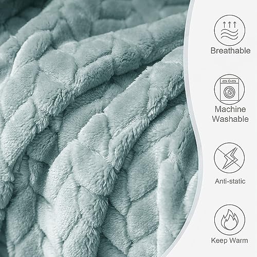 Image of Amazon Brand - Umi Premium Plush AC Blanket - Lightweight Luxurious Soft Leaf Flannel Blanket, Super Soft Cozy and Comfy for Couch - (Single - 139 x 228 CM, Light Blue)| TC - 200