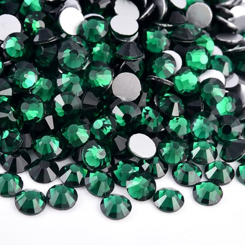 Image of 288pcs Flat Back Rhinestones Round Gems for Nail Art and Craft Glue Fix,Bedazzling Decorations SS34,7.2mm,0.28inches Emerald