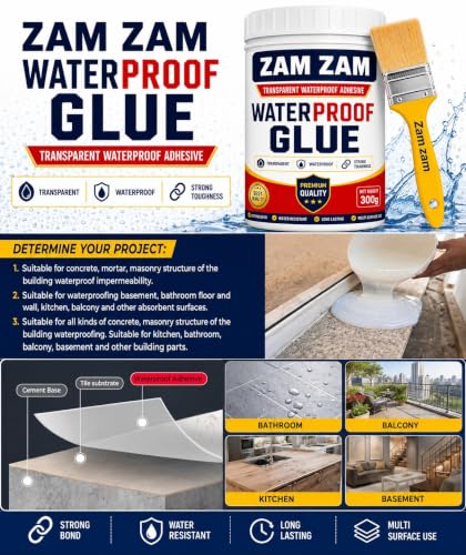 Image of Crack Seal Glue 300g with Brush - Transparent Waterproof Epoxy Resin Sealant for Roof, Wall, Pipe Leak Repair