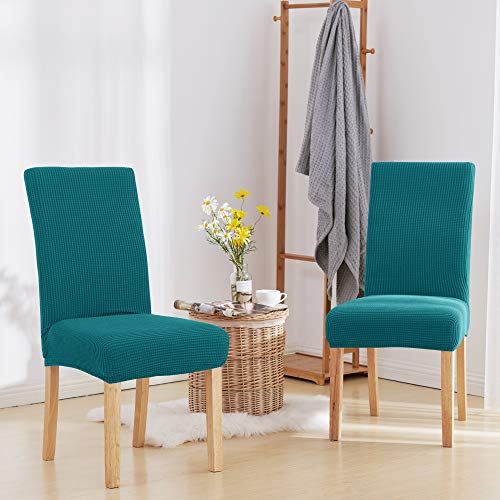 Deconovo Funda de Asiento Suave Elástica y Moderna Cubierta de Silla para Comedor Cocina Salon 2 Piezas Turquesa