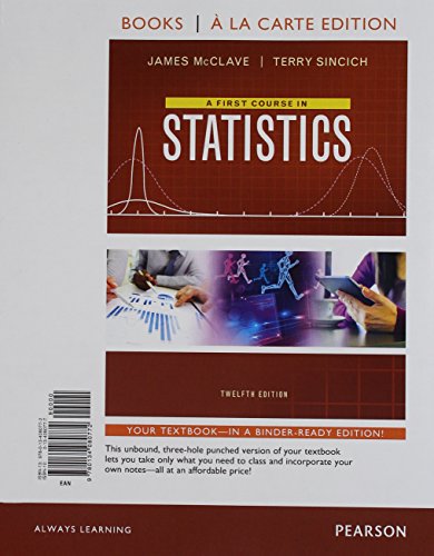 First Course in Statistics, A, Books a la Carte... 0134468902 Book Cover