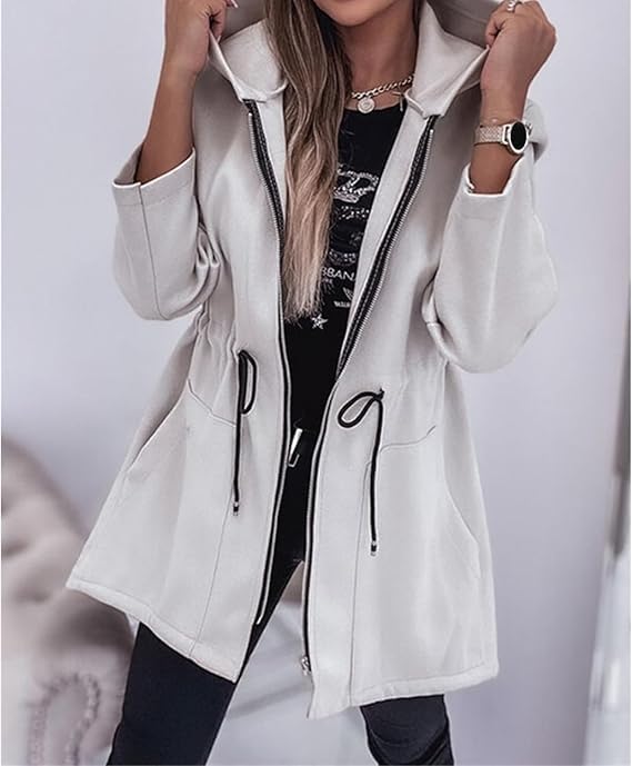 ULLiaN Womens Fleece Jacket Oversized Full Zip Hoodies Lightweight Windbreaker Comfortable Drawstring Open Front Coats3