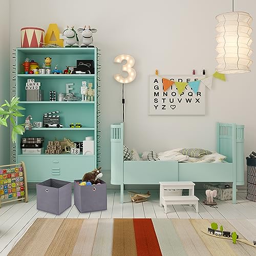 Relaxdays Aufbewahrungsbox, 4er Set, faltbar, H x B x T: 30 x 30 x 30 cm, Stoffbox mit Griffloch, dunkelgrau