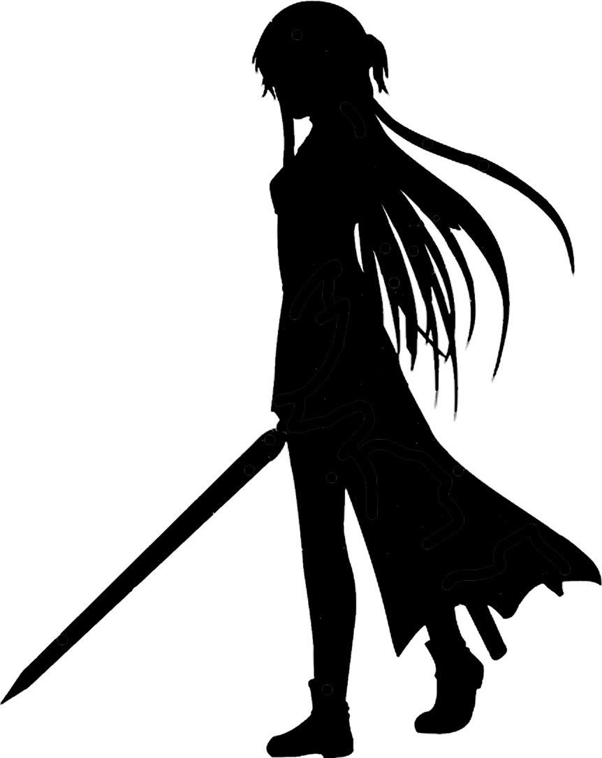 Amazon.com: Asuna Yuuki Holding Sword Silhouette - Vinyl 5 Tall (Color:  Black) Decal Laptop Tablet Skateboard car Windows Stickers - by So Cool  Stuff : Electronics