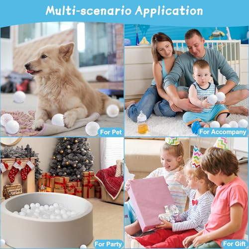 MEOGETY Ball Pit Balls 100 for Toddlers Crush Proof Plastic Balls for Ball Pit Phthalate Free BPA Free Colorful Pit Balls for Kids Babies Pool Play Tent Gift 2.2 Inches (White and Clear) - Thumbnail 6