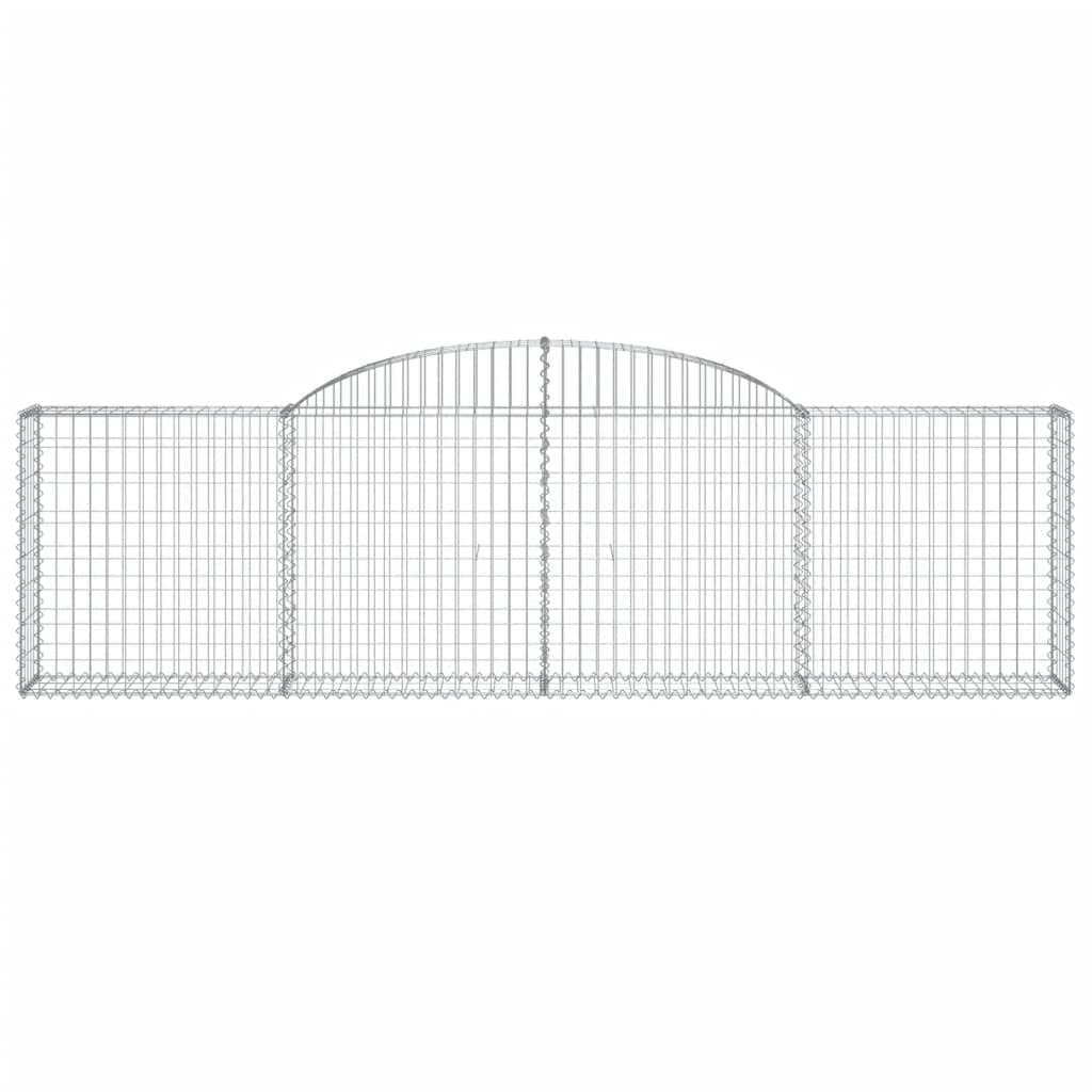 Gaviones con arco alto, 4 unidades, 300 x 30 x 80/100 cm, hierro galvanizado para barrera de jardín y protección visual como pared decorativa de gaviones insonorizada resistente a la corrosión