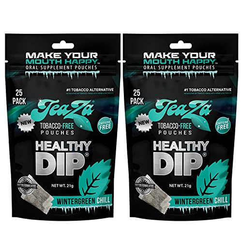Image of TeaZa Herbal Energy Pouch - Tobacco Alternative - Nicotine Free (Wintergreen Chill, 2 Bags)