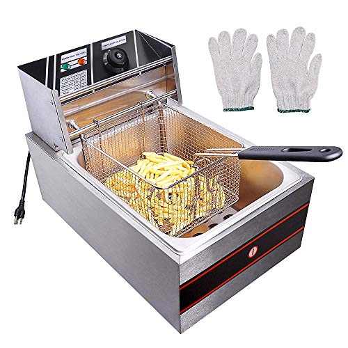 Yescom 2500W 6L Commercial Electric Countertop Stainless Steel Deep Fryer Basket French Fry