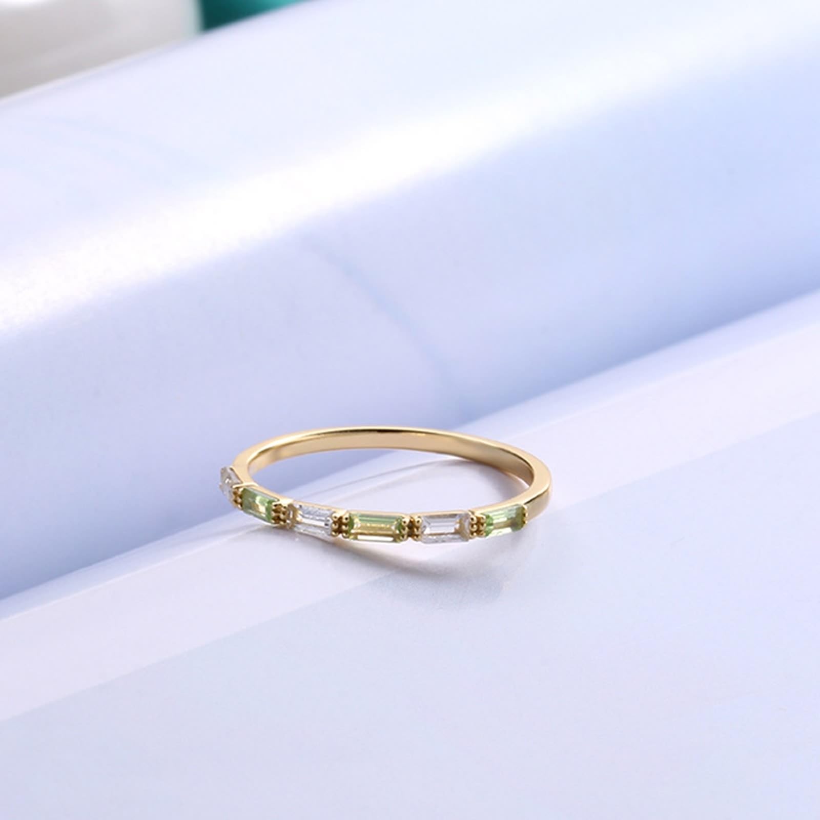 Alianzas Au 375/585/750 Oro Rectángulo Peridot Elegant filigrana Petite