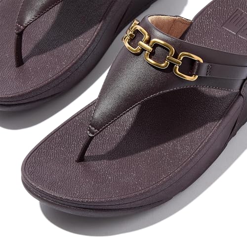 Fitflop LULU SQUARE-CHAIN LEATHER TOE-POST SANDALS