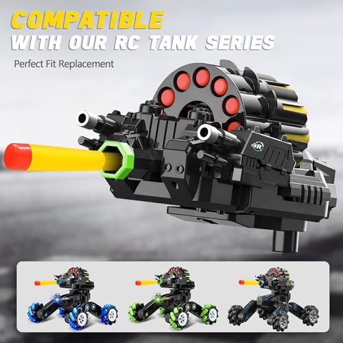 Image of Green Foam Dart Launcher Attachment for RC Toy Vehicle, Soft Dart Shooter Replacement Module for Remote Control Stunt Car, Kids RC Car Accessory Spare Part