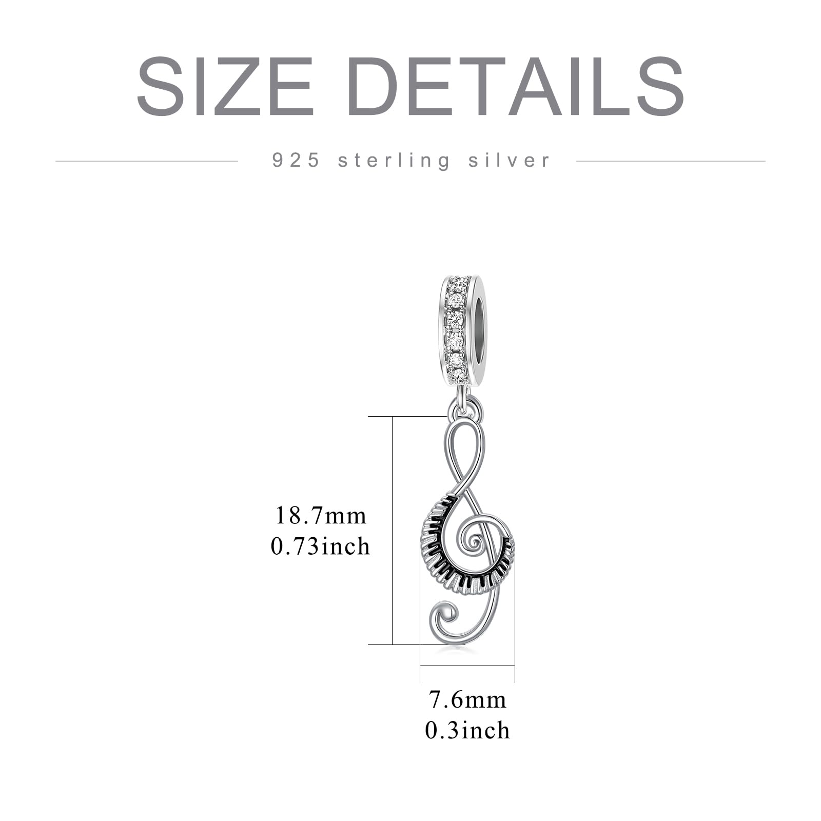 PROESS Braccialetto con note musicali – pianoforte, chiave di violino – gioielli tastiera – regalo in argento sterling per donne