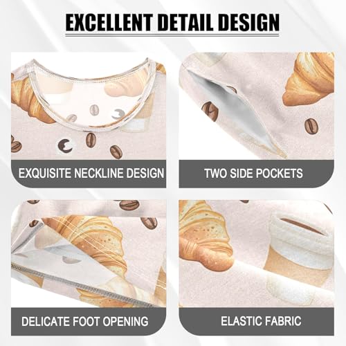 senya Croissants Coffee Beans Summer Pajamas Set Short Cotton Sleepwear 2 Piece4