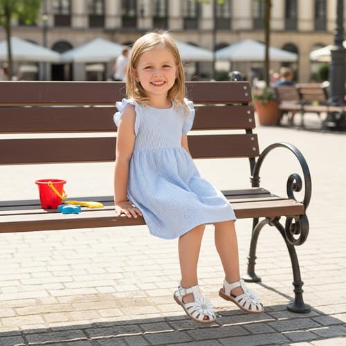 Image of Otter MOMO Girls Open Toe Princess Flat Sandals with Comfort Sole Summer Sandals