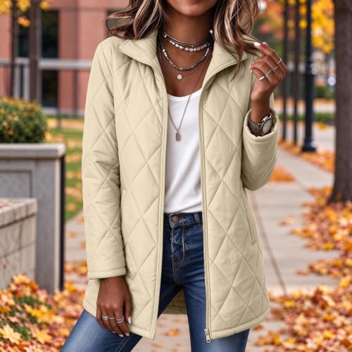Quilted Jackets for Women Lightwight Fall Winter Mid Length Padded Coats - image 2