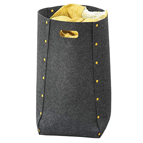 mDesign Cubo para colada de polipropileno transpirable – Cesto para ropa sucia de diseño para el lavadero, cuarto de baño o dormitorio – Bolsa para guardar ropa plegable y con asa – gris oscuro
