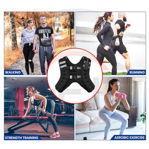 Image of B Fit Adjustable Weighted Vest for Men Women, Rucking Weight Vests Adjustable for Running, Training Workout, Jogging, Walking (Fixed Weight Black, 5 Kgs)