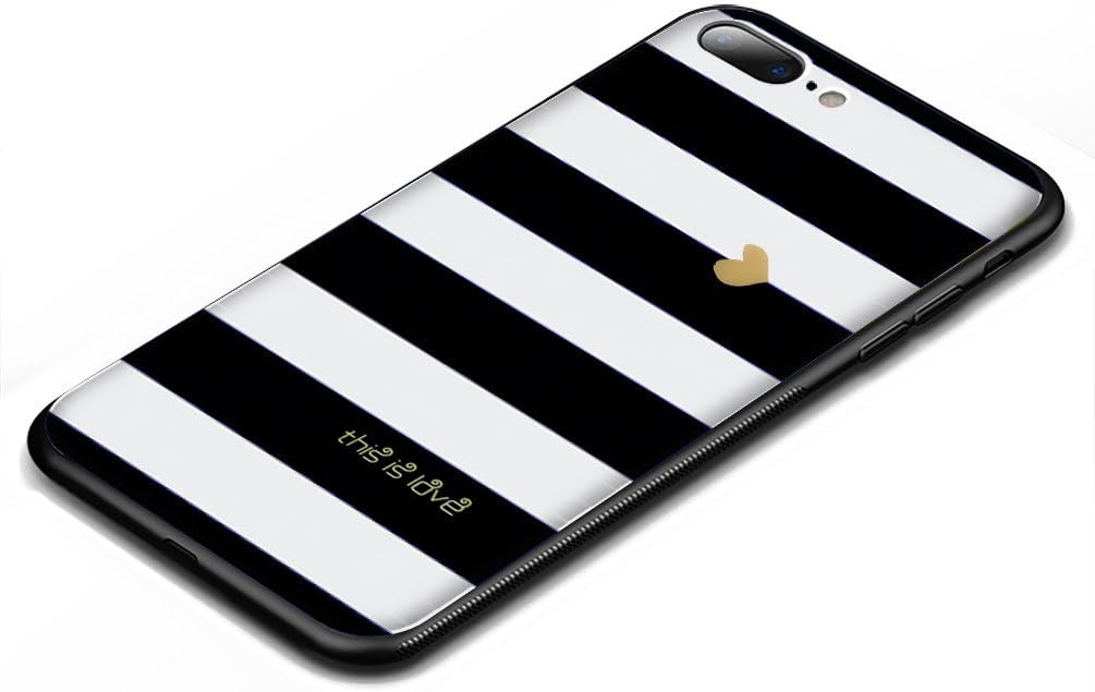iPhone 8 Plus Case, iPhone 7 Plus Case, Wandeneng Hybrid Fancy Colorful Pattern Hard Soft Silicone Bumper Case Fit for Apple iPhone 8 Plus ( 2017) / iPhone 7 Plus(Black stripe)