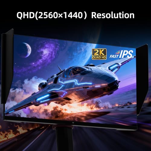 Image of KTC 27 Inch Gaming Monitor 27M1, 1440p 200Hz Computer Monitor with Built-in Sperkers, Up to 210Hz, 2K QHD Fast IPS, Adaptive Sync, 130% sRGB, ΔE＜2, Height Adjustable Monitors with Shielding Hood