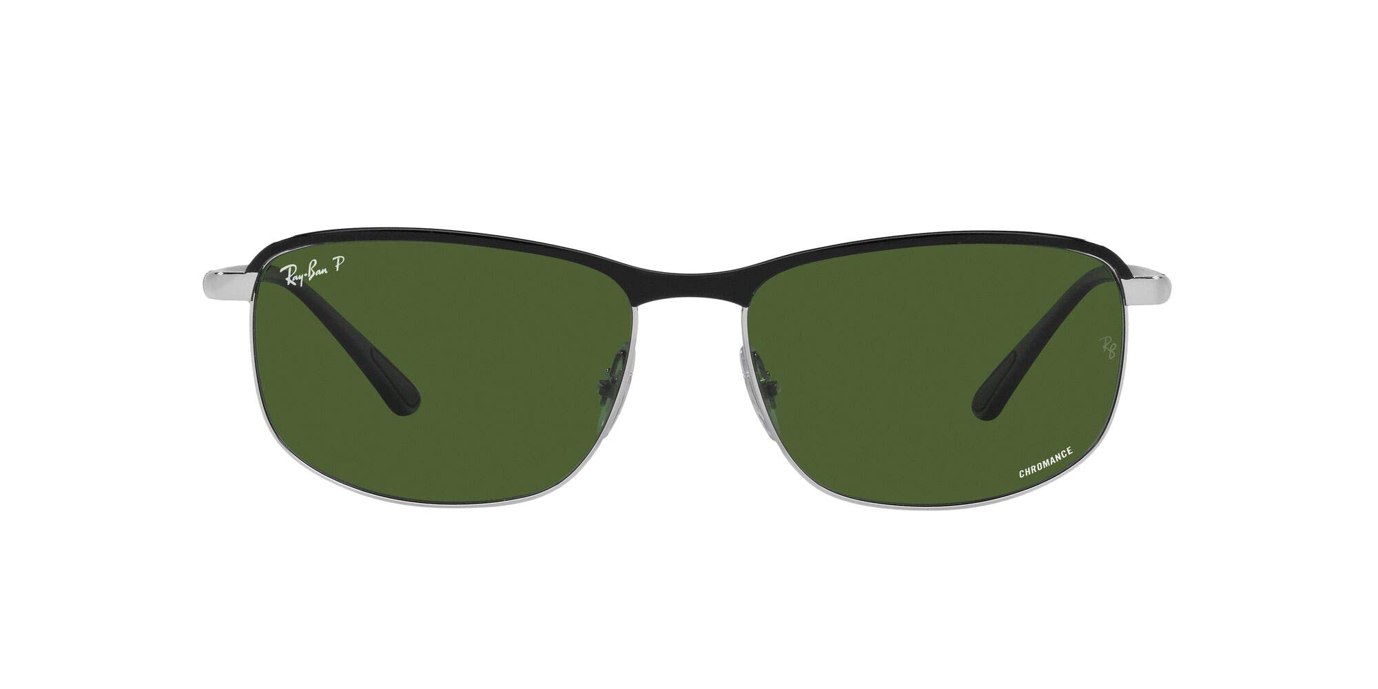 Ray-BanRB3671CH Sungl, Black On Silver/Dark Green Polarized, 60 mm