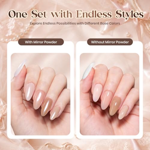 Image of Beetles Nude Jelly Gel Polish Set with Chrome Powder, Ballerina Dream