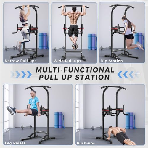 Image of ZENOVA Pull Up Bar, Multi-Function Pull Up Dip Bar Station, Home Gym Workout Strength Training Equipment for Men Women Muscle Building