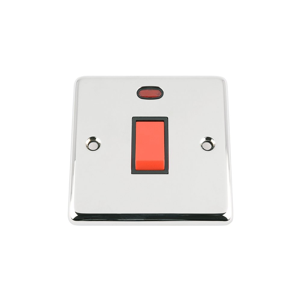 A5 Products Black 45 Amp Cooker Oven Switch W/Neon - Polished Chrome Classic - Insert