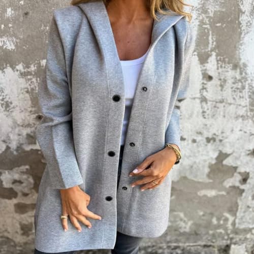 Stadardize Jacket, Womens Casual Single Breasted Hooded Jacket, Hoodie Lightweight Flannel Dressy Trench Coat3