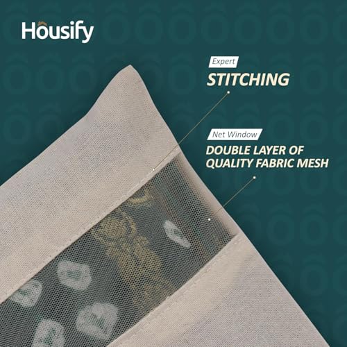 Image of Cotton Saree Bags /Covers For Storage Set Of - 24 Big Size Single (16 X 14 Inches) With Zip Closure For Clothes Bags And Wardrobe Organizer With Transparent Mesh Window (24)