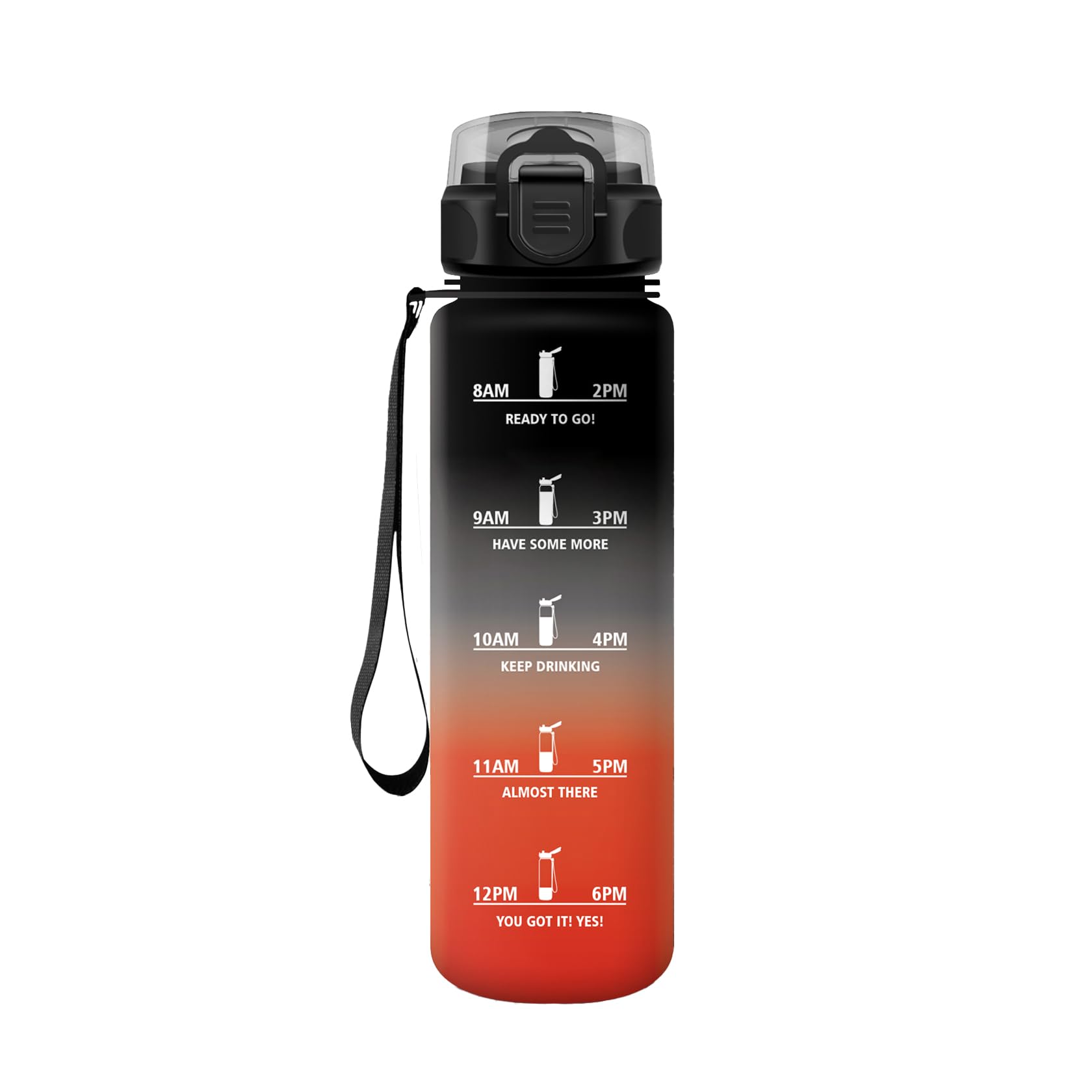 HoneyHolly Sports Water Bottle, 1000 ml, Leak-Proof Plastic, Water Bottle, Suitable for Carbonated Drinks, Sports Bottle for Bicycle, Children, School, Fitness, Yoga, Black Red