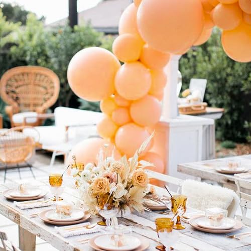 Image of PartyWoo Pearl Peach Balloons 140pcs Different Sizes of 18 12 10 5 Inch Pastel Light Pale Orange Latex Helium Balloon Arch Kit Garland for Bridal Baby Shower Birthday Party Decorations Orange-Z27