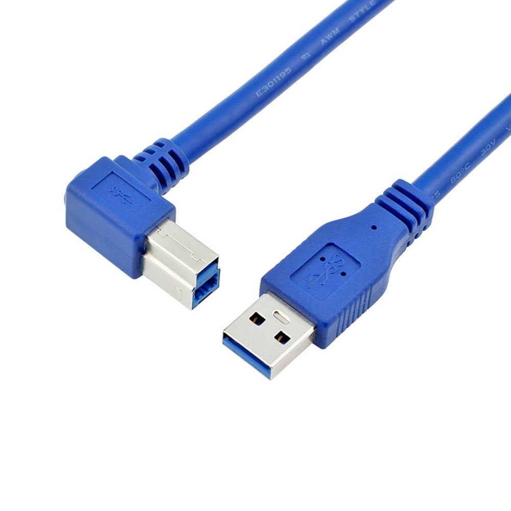 Aolyty USB 3.0 A Male to B Male Right Angle Printer Cable Blue(7 feet)