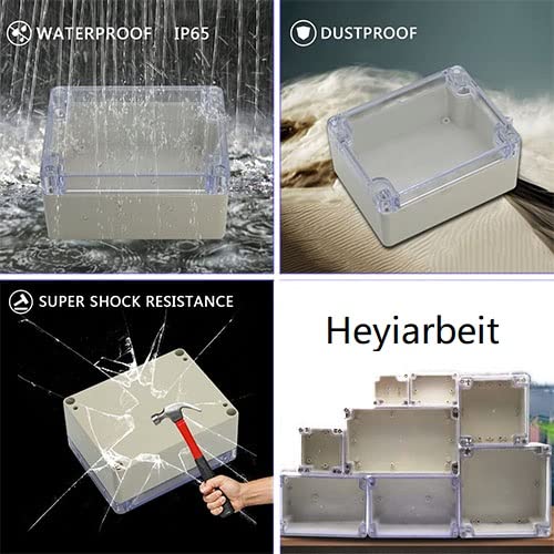 Image of Heyiarbeit 6.22 inchx3.54 inchx2.36 inch(LxWxH) Junction Box IP65 Universal Electrical Project Enclosure ABS Plastic Dustproof Waterproof with Transparent Clear Cover 1PCS