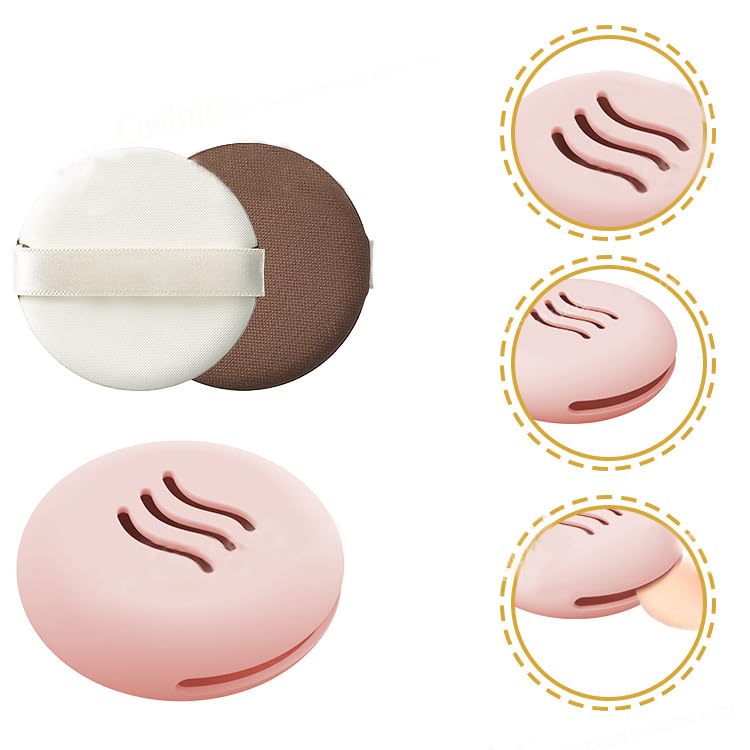 Silicone Makeup Puff Holder Premium Portable Powder Puff CaseTravel Case Silicone Washable Reusable Double Sided Vented Beauty Blenders Blender Holders for Travel(Pink) - Image 3