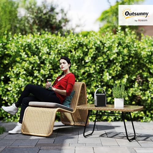 Table d'appoint de jardin résine tressée rectangulaire 90x50 structure acier