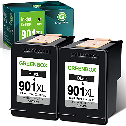 GREENBOX Cartucho de tinta remanufacturado 901XL de repuesto para HP 901XL 901 XL para impresora Officejet 4500, J4524, J4540, J4550, J4580, J4624, J4680, 2 negros)