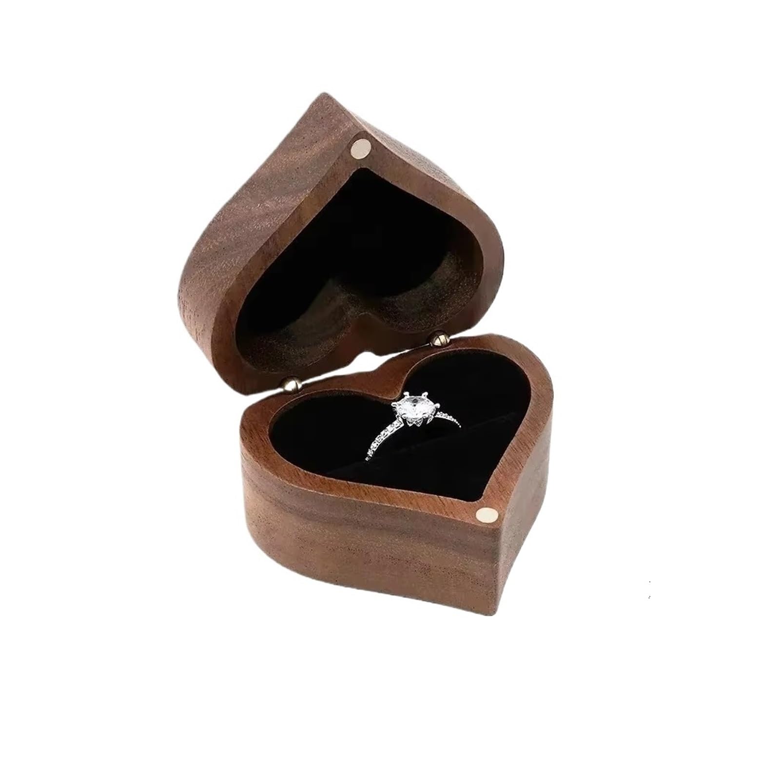 LCKKJHG Wedding Ring Box 1PCS Walnut Wood Ring Box For Wedding Ceremony Jewelry Storage Proposal(Black)