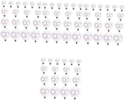SAFIGLE Adornos de bola transparentes hechos a mano, 72 unidades, bolas de adornos iridiscentes, bolas de adorno de plástico transparente, adorno