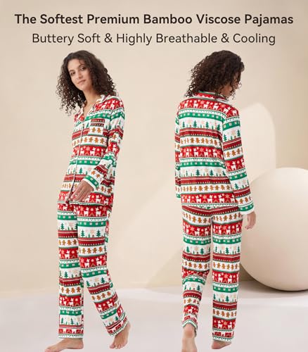 Image of WiWi Viscose from Bamboo Women's Pajamas Set Super Soft Button Down Top and Pants Sleepwear Cooling Pjs S-3X