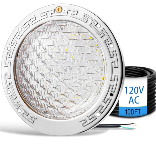 JOYTRADE 100FT Pool Lights for Inground Pool, 10 Inch 120V LED Pool Light Underwater Replacement, 35W Swimming Spa Light Fits 10'' Large Wet Niche, Cool White 4000LM, IP68 Waterproof