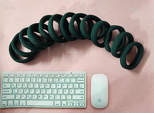 Image of Elina 20 Green Elastic Ponytail Holder Hair Rubber Ties Head Bands Soft Cotton Thick Thin Hair Wear for School Girls, Kids, Women Accessories (Pack of 20)(Green)