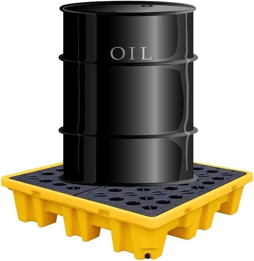 Pallet Spill Containment Platform Stackable Polyethylene Oil Drum with Drain Detachable Modular Grating Tray Industrial,Oil Spill Platform,Modular Spill Control Platform, Drum Containment Pa