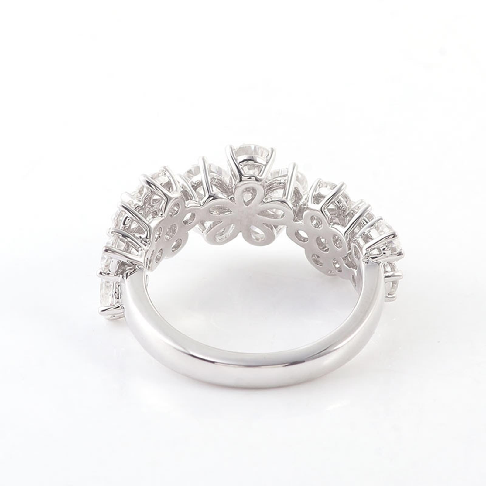 Anillo de mujer de oro blanco de 9 quilates, anillo de mujer anillos de flores mujeres