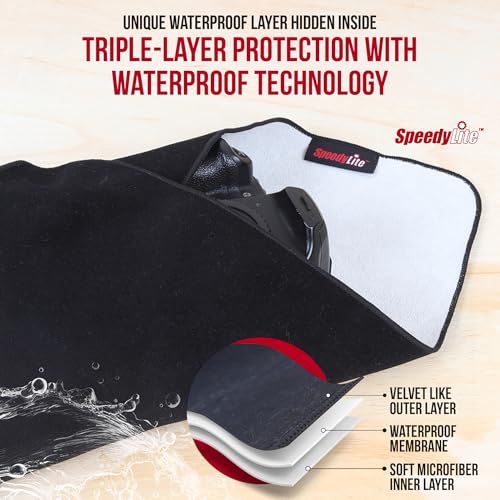 SpeedyLite Protective Camera Wrap with Waterproof Mid-Layer. Protective Lens Wrap for Digital Cameras, Tablets and Laptops. Black, 18 Inches.